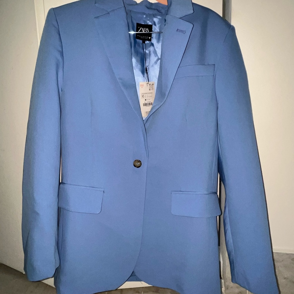 Zara Blue Single-Button Blazer - Picture 5 of 7